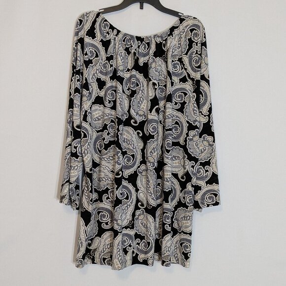 CROFT & BARROW Black/White Paisley Stretch Knit Pullover Top; Size 2X - Picture 2 of 5